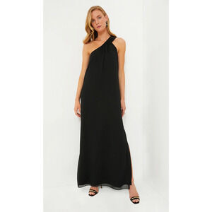 Tuckernuck Pomander Place Black Soleil Gown One Shoulder Formal Maxi Dress, M